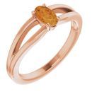 Golden Citrine Ring in 14 Karat Rose Gold Citrine Solitaire Youth Ring