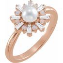 Cultured Akoya Pearl Ring in 14 Karat Rose Gold Cultured Akoya Pearl, Opal & 0.25 Carat Diamond