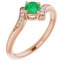 Genuine Emerald Ring in 14 Karat Rose Gold Emerald & .04 Carat Diamond Ring
