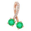 Natural Emerald Pendant in 14 Karat Rose Gold Emerald & .05 Carat Diamond Pendant