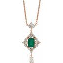 14 Karat Rose Gold Emerald & 1.25 Carat Weight Diamond 18