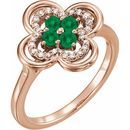 Genuine Emerald Ring in 14 Karat Rose Gold Emerald & 1/10 Carat Diamond Ring