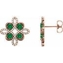 Genuine Emerald Earrings in 14 Karat Rose Gold Emerald & 1/4 Carat Diamond Earrings