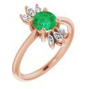 Genuine Emerald Ring in 14 Karat Rose Gold Emerald & 1/4 Carat Diamond Ring
