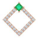 Natural Emerald Pendant in 14 Karat Rose Gold Emerald & 3/8 Carat Diamond Pendant