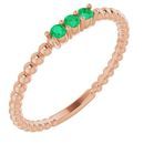 Genuine Emerald Ring in 14 Karat Rose Gold Emerald Beaded Ring