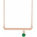 Genuine Emerald Necklace in 14 Karat Rose Gold Emerald Bezel-Set 16