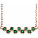 Genuine Emerald Necklace in 14 Karat Rose Gold Emerald Bezel-Set Bar 16-18