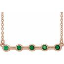 Genuine Emerald Necklace in 14 Karat Rose Gold Emerald Bezel-Set Bar 16