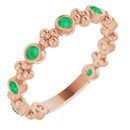 Genuine Emerald Ring in 14 Karat Rose Gold Emerald Garnet Beaded Ring