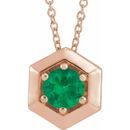 Genuine Emerald Necklace in 14 Karat Rose Gold Emerald Geometric 16-18