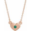 Genuine Emerald Necklace in 14 Karat Rose Gold Emerald Heart 16