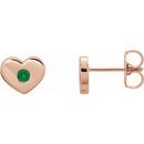 Genuine Emerald Earrings in 14 Karat Rose Gold Emerald Heart Earrings