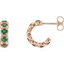 Genuine Emerald Earrings in 14 Karat Rose Gold Emerald Hoop Earrings