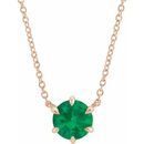 Genuine Emerald Necklace in 14 Karat Rose Gold Emerald Solitaire 16