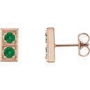 Genuine Emerald Earrings in 14 Karat Rose Gold EmeraldTwo-Stone Earrings