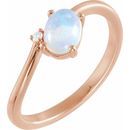 Natural Opal Ring in 14 Karat Rose Gold Ethiopian Opal & .02 Carat Diamond Bypass Ring