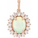 Genuine Opal Pendant in 14 Karat Rose Gold Ethiopian Opal & 1/2 Carat Diamond Pendant