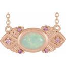 White Opal Necklace in 14 Karat Rose Gold Ethiopian Opal & Pink Sapphire Vintage-Inspired 16