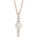 Cultured Freshwater Pearl Necklace in 14 Karat Rose Gold Freshwater Cultured Pearl & 1/6 Carat Diamond 16-18