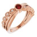 Red Garnet Ring in 14 Karat Rose Gold Garnet & .05 Carat Diamond Ring