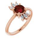Red Garnet Ring in 14 Karat Rose Gold Garnet & 1/4 Carat Diamond Ring