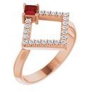 Red Garnet Ring in 14 Karat Rose Gold Garnet & 1/5 Carat Diamond Geometric Ring