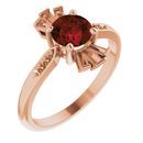 Red Garnet Ring in 14 Karat Rose Gold Garnet & 1/6 Carat Diamond Ring
