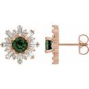 Pink Tourmaline Earrings in 14 Karat Rose Gold Green Tourmaline & 3/4 Carat Diamond Earrings