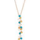 Multi-Gemstone Necklace in 14 Karat Rose Gold Honey Passion Topaz, Turquoise & 1/8 Carat Diamond Scattered Bar 16-18