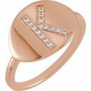 White Diamond Ring in 14 Karat Rose Gold Initial K 1/10 Carat Diamond Ring
