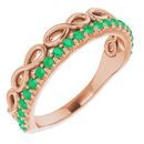 Genuine Chatham Created Emerald Ring in 14 Karat Rose Gold Lab-Created Emerald Stackable Infinity-Inspired Heart Ring