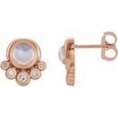 Moonstone Earrings in 14 Karat Rose Gold Moonstone & 1/8 Carat Diamond Earrings
