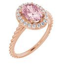 Pink Morganite Ring in 14 Karat Rose Gold Morganite & 1/6 Carat Diamond Ring