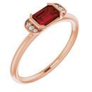 Red Garnet Ring in 14 Karat Rose Gold Mozambique Garnet & .02 Carat Diamond Stackable Ring