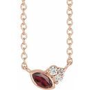 Red Garnet Necklace in 14 Karat Rose Gold Mozambique Garnet & .03 Carat Diamond 16
