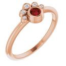 Red Garnet Ring in 14 Karat Rose Gold Mozambique Garnet & .04 Carat Diamond Ring