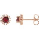 Red Garnet Earrings in 14 Karat Rose Gold Mozambique Garnet & .07 Carat Diamond Earrings