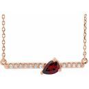 Red Garnet Necklace in 14 Karat Rose Gold Mozambique Garnet & 1/10 Carat Diamond 16