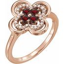 Red Garnet Ring in 14 Karat Rose Gold Mozambique Garnet & 1/10 Carat Diamond Ring