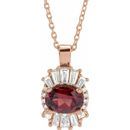 Red Garnet Necklace in 14 Karat Rose Gold Mozambique Garnet & 1/3 Carat Diamond 16-18