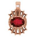 Red Garnet Pendant in 14 Karat Rose Gold Mozambique Garnet & 1/3 Carat Diamond Pendant
