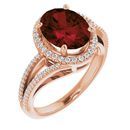 Red Garnet Ring in 14 Karat Rose Gold Mozambique Garnet & 1/4 Carat Diamond Ring