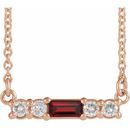 Red Garnet Necklace in 14 Karat Rose Gold Mozambique Garnet & 1/5 Carat Diamond 16