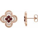 Red Garnet Earrings in 14 Karat Rose Gold Mozambique Garnet & 1/5 Carat Diamond Clover Earrings