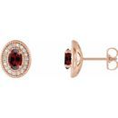 Red Garnet Earrings in 14 Karat Rose Gold Mozambique Garnet & 1/5 Carat Diamond Halo-Style Earrings