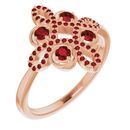 Red Garnet Ring in 14 Karat Rose Gold Mozambique Garnet & 1/6 Carat Diamond Clover Ring