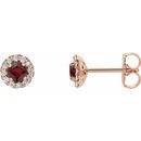 Red Garnet Earrings in 14 Karat Rose Gold Mozambique Garnet & 1/6 Carat Diamond Earrings