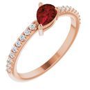 Red Garnet Ring in 14 Karat Rose Gold Mozambique Garnet & 1/6 Carat Diamond Ring