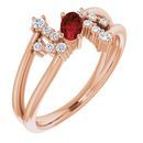 Red Garnet Ring in 14 Karat Rose Gold Mozambique Garnet & 1/8 Carat Diamond Bypass Ring